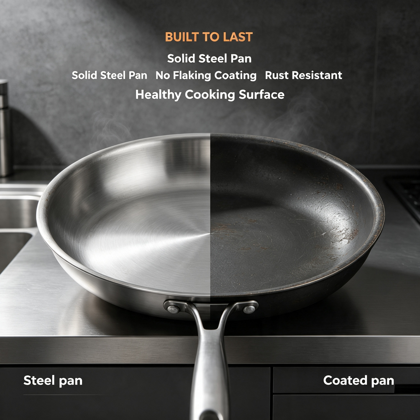 Hammered Stainless Steel Frying Pan