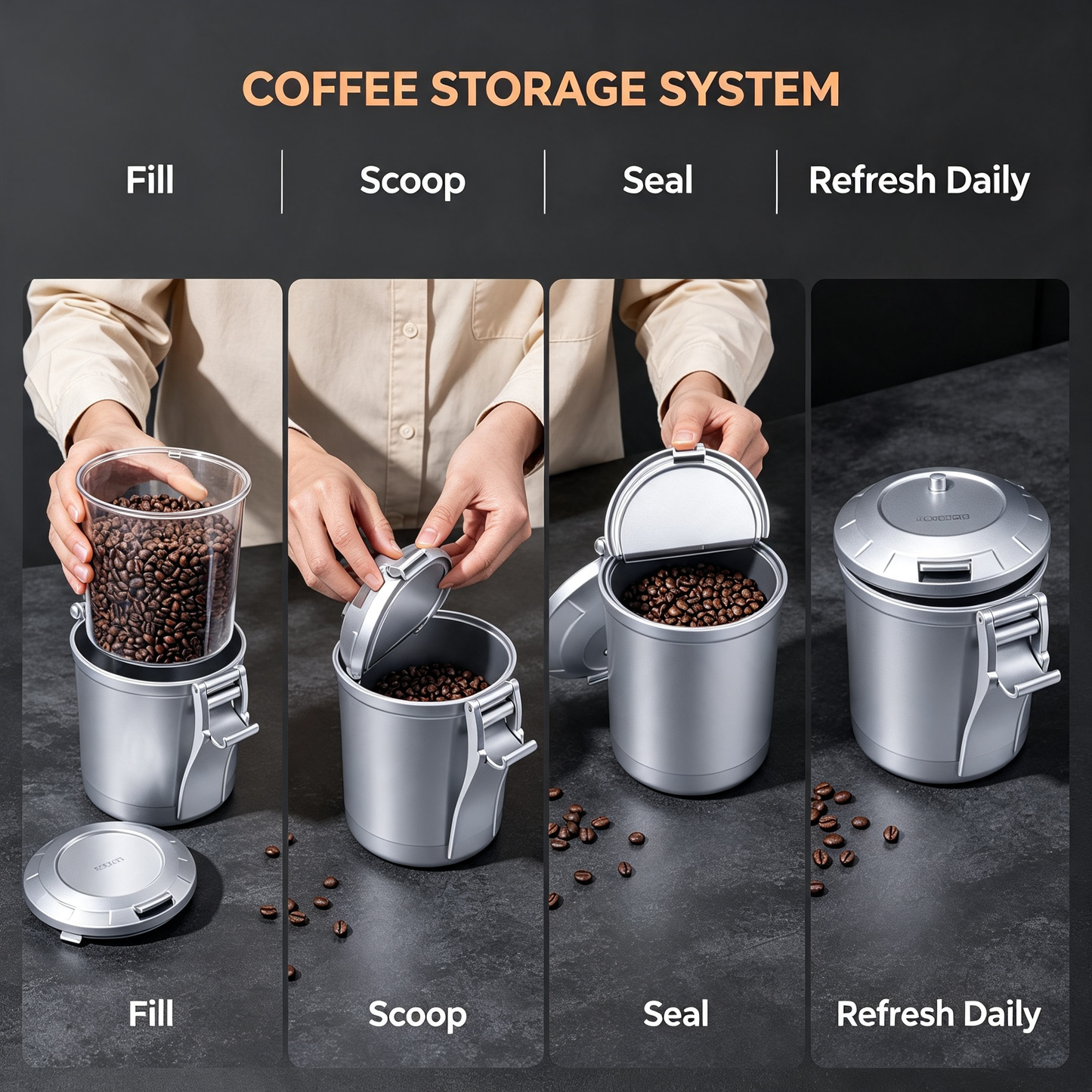 Airtight Metal Coffee Canister