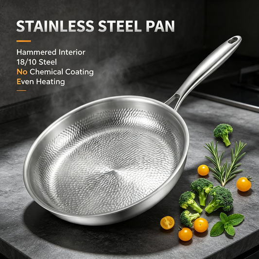 Hammered Stainless Steel Frying Pan