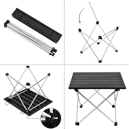 Ultralight Folding Camping Table with Aluminum Top, Portable Low Table