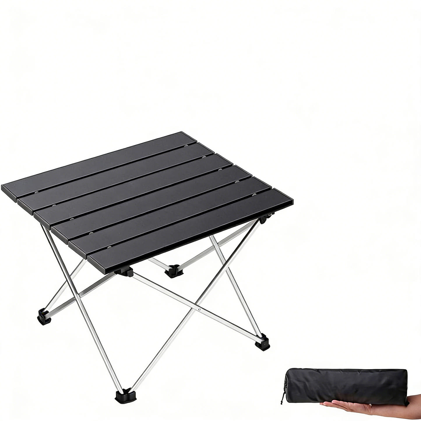Ultralight Folding Camping Table with Aluminum Top, Portable Low Table